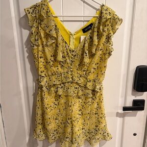 fab'rik Yellow and black romper with Ruffle  details